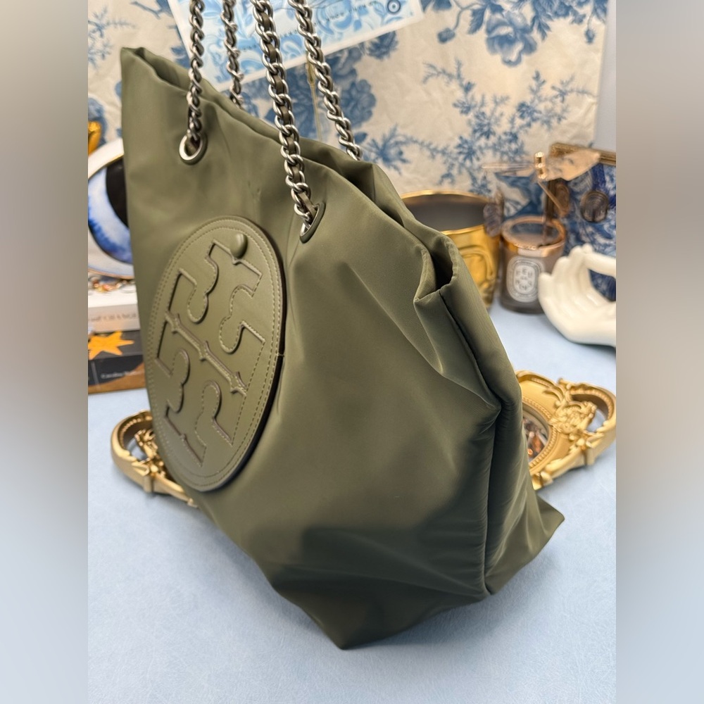 🆕 TORY BURCH 🧿 NWOT Ella Chain Tote, Olive Green - AUTHENTICATED - Picture 5 of 14